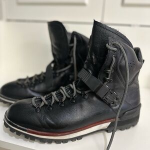 Zara Man men 11 black leather buckle lace up  boots